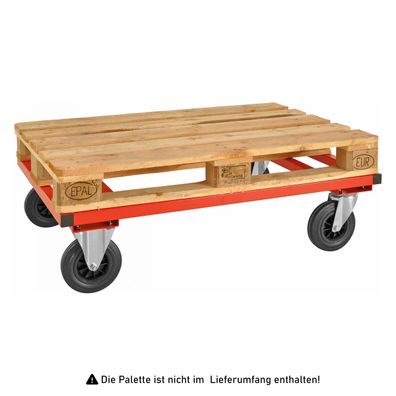Kongamek Palettenwagen in rot 305mm hoch ohne Bremse fuer Euro-Paletten 1200x800mm