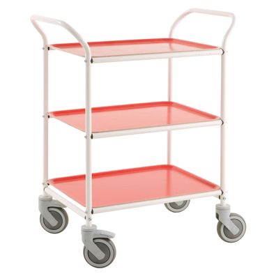 Kongamek Tablettwagen 770x495x960mm weis pulverbeschichtet mit Bremse und 3 Tabletts