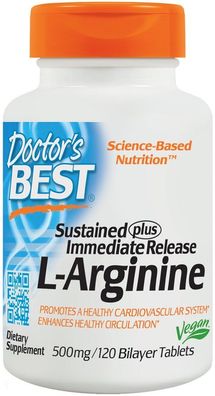 L-Arginine - Sustained + Immediate Release, 500mg - 120 tabs