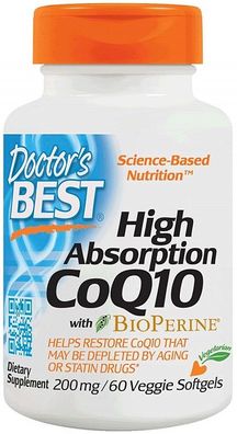 High Absorption CoQ10 with BioPerine, 200mg - 60 veggie softgels