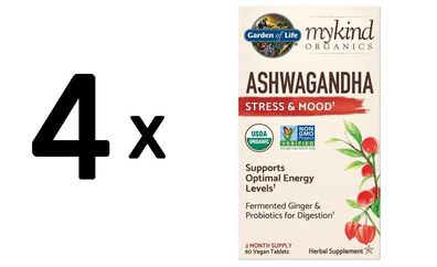 4 x Ashwagandha - mykind Organics - 60 vegan tabs