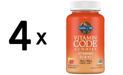 4 x Vitamin Code Gummies Vitamins D3 & K2, Raspberry Lemon - 45 gummies