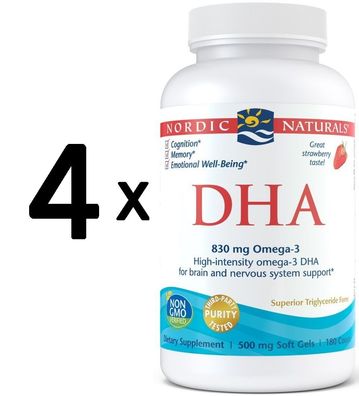 4 x DHA, 830mg Strawberry - 180 softgels