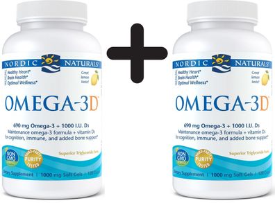 2 x Omega-3D, 690mg Lemon - 120 softgels