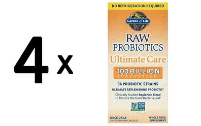 4 x Raw Probiotics Ultimate Care (Shelf-Stable) - 30 vcaps