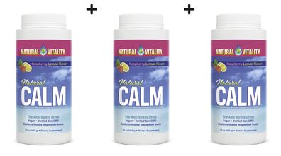 3 x Natural Calm, Raspberry Lemon - 453g