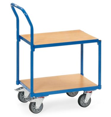 Fetra Etagen-Roller mit 2 Boeden aus Holz, ohne Rand und Rohrschiebebuegel