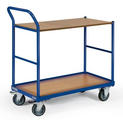 Protaurus Tischwagen mit Bordkante 3 Ladeflaechen und schraeg abgewinkeltem Schiebeg