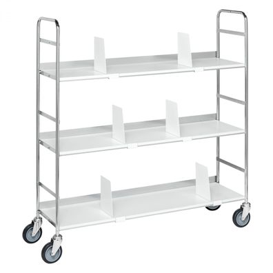 Kongamek mobiler Etagenwagen 1000x290x1140mm verzinkt mit 3 Boeden und 6 Buchstuetze