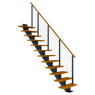 Dolle Mittelholmtreppe Hamburg Gerade Eiche, geoelt 85 cm breit fuer Geschosshoehen