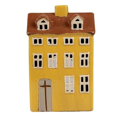 Clayre & Eef Teelichthalter Haus 12x8x18 cm Gelb Braun Keramik (Gr. 12x8x18 cm)