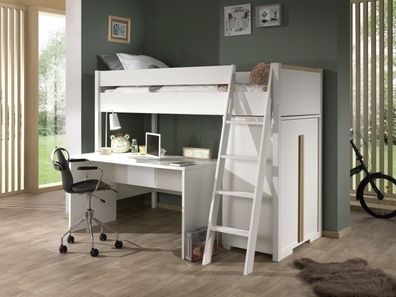 Set Hochbett 90 x 200 Wäscheschrank Schreibtisch - Kinderzimmer Jugendzimmer