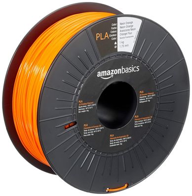 Amazon Basics 3D Drucker PLA Filament, 1.75 mm, Neon Orange, 1 kg Rolle