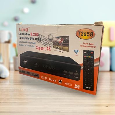 Linq T2658 Decoder Digitale Terrestre T2 Set Top Box Full HD DVB-T2 H.265