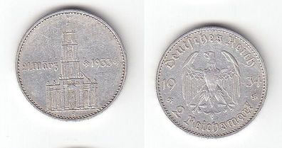 2 Mark Silber Münze 3. Reich Garnisonkirche mit Datum 1934 A Jäger 355 (112577)