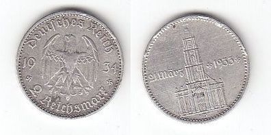 2 Mark Silber Münze 3. Reich Garnisonkirche mit Datum 1934 D Jäger 355 (112264)