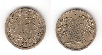 10 Pfennig Messing Münze Weimarer Republik 1934 E Jäger 317 (112276)
