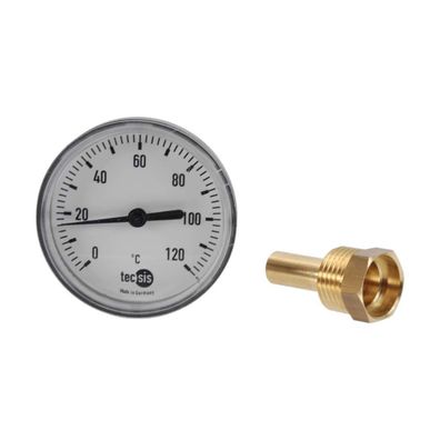 Bimetall-Zeigerthermometer, Gehäuse D=100mm aus Kunststoff, Tauchstutzen 100 mm