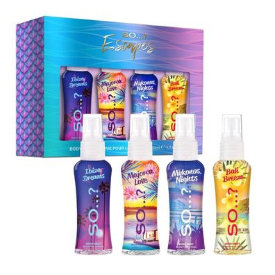 Summer Escapes Damen Geschenkset – 4 x 50ml Körperspray