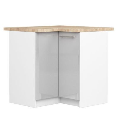 Küchenschrank AKORD OLIWIA modular S90 Weiß 90 cm Front Metallisch Glanz 90x85x46 cm