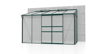 Ida 6500 HKP 4mm, smaragd Alu-Anlehngewächshaus Vitavia Gewächshaus 2 Fenster