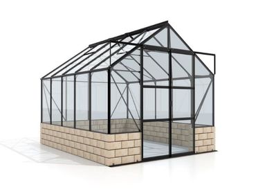 Cassandra 8300 ESG3mm, schwarz, Sockel sand Vitavia Gewächshaus 4 Dachfenster