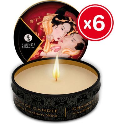 SHUNGA Massage Candle Romance/Sparkl. Strawberry Wine 30ml, 6 pcs