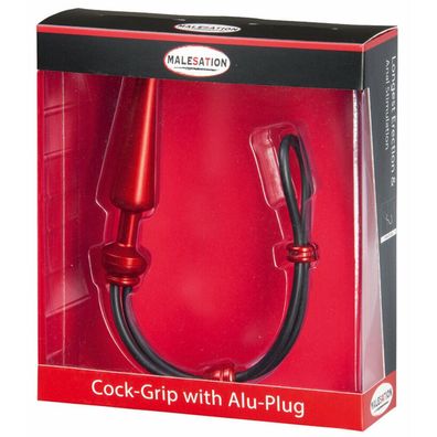 Malesation Cock-Grip mit Alu-Plug mittel, rot