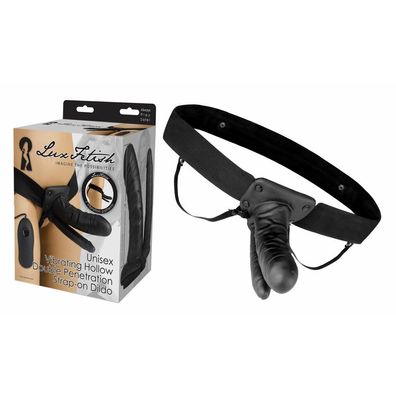 LUX FETISH Unisex Vibrating Hollow Double Strap-On