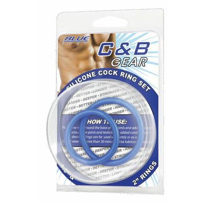 BLUE LINE C&B GEAR Silicone Cock Ring Set - Blue