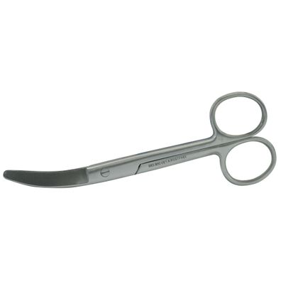Nabelschnurschere gebogen 14,5 cm Edelstahl mattiert