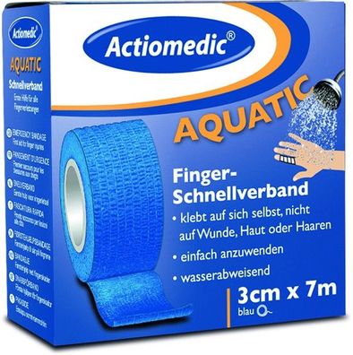 Actiomedic® Aquatic Schnellverband 3 cm x 7 m Blau selbsthaftend Pflaster