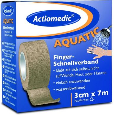 Actiomedic® Aquatic Schnellverband 3 cm x 7 m Hautfarben selbsthaftend Pflaster