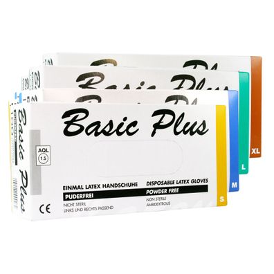 100 Latex Untersuchungshandschuhe Einweg Gr. S-XL Basic Plus