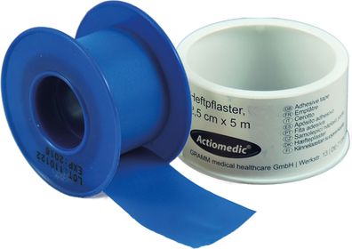 Actiomedic® DETECT Heftpflaster Blau 2,5 cm x 5 m Rollenpflaster Fixierpflaster