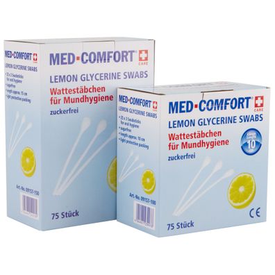 75 x MED Comfort Wattestäbchen Lemon für Mundhygiene