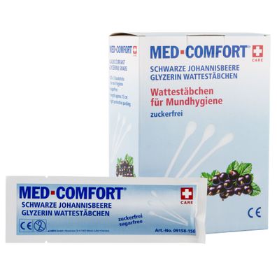 MED Comfort Wattestäbchen Johannisbeere für Mundhygiene 15 cm