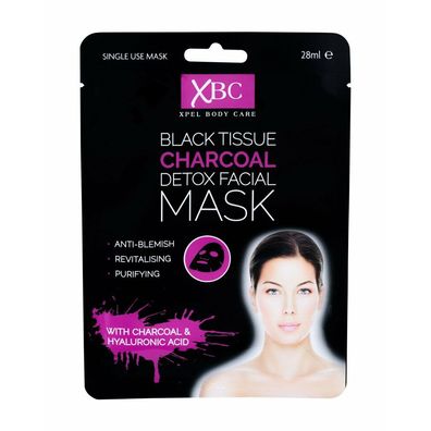 Xpel Body Care Black Tissue Charcoal Detox Facial Mask 28ml