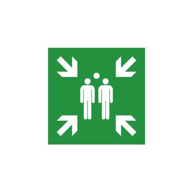 Rettungsschild als Symbol Sammelstelle nach ISO 7010