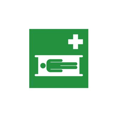 Rettungsschild als Symbol Krankentrage nach ISO 7010