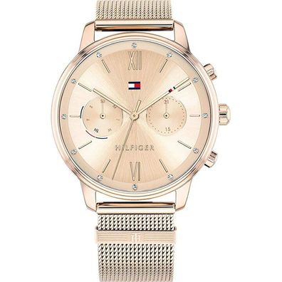 Tommy Hilfiger Multi Zifferblatt Quarz Uhr für Damen Edelstahl-Mesh Gliederarmband