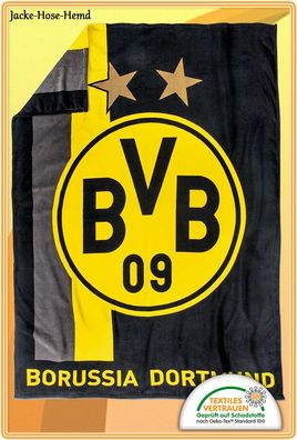 Borussia Dortmund Decke BVB Fleecedecke Velourdecke Kuscheldecke Gr: 150x200cm NEU