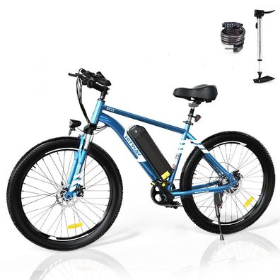 E-Bike 26", MTB 36V11.2AH abnehmbarer Akku, Doppelscheibenbremse, Shimano 7G