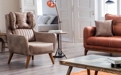 Landhaus Stil Sessel Ohrensessel Relax Fernseher Einsitzer Sofa Couch