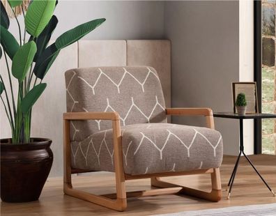 Brauner Sessel Moderner Wohnzimmer Einsitzer Armlehnen Relaxsessel Neu