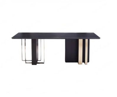 Schwarzer Esstisch Rechteckiger Massivholz Edelstahl Designer Tisch
