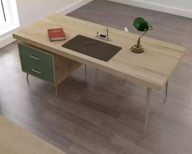 Designer Braun Luxus Schreibtisch Büromöbel Holz Tische Neu