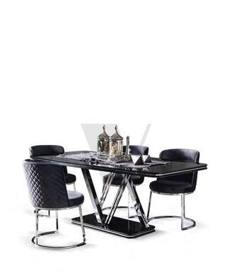 Tisch Esszimmer Garnitur Schwarzes Design Esstisch 4X Stühle 5Tlg
