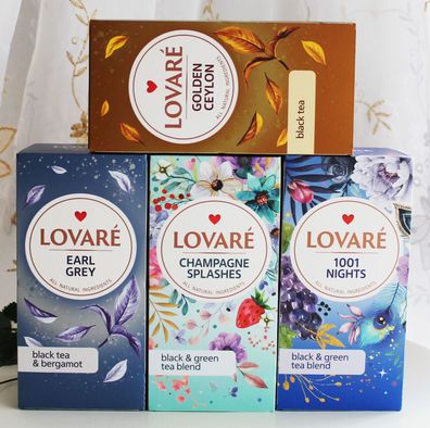 24x2g LOVARE Golden Ceylon Tee Earl Grey 1001 Nights "Champagne Splashes" Teebeutel