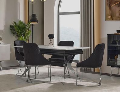 Essecke Esszimmer Esstisch Stühle Tisch Modern 7Tlg Schwarz Ausziehbar